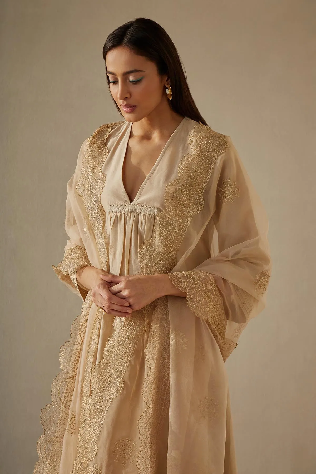 Silk Chanderi Zari Kurta Set