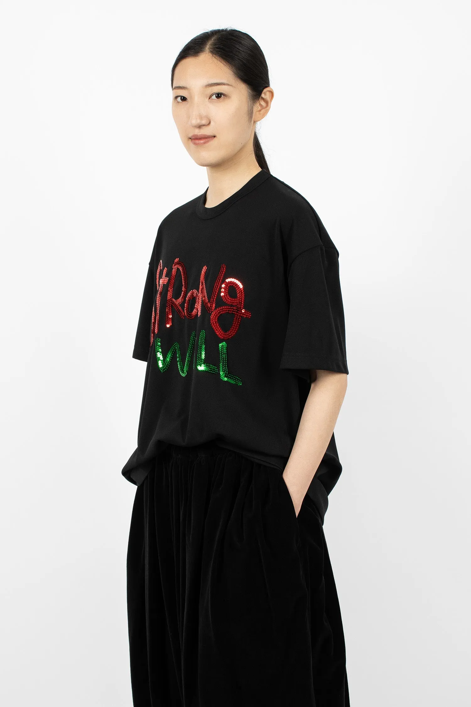 'STRONG WILL' SS T-Shirt Black/Red/Green