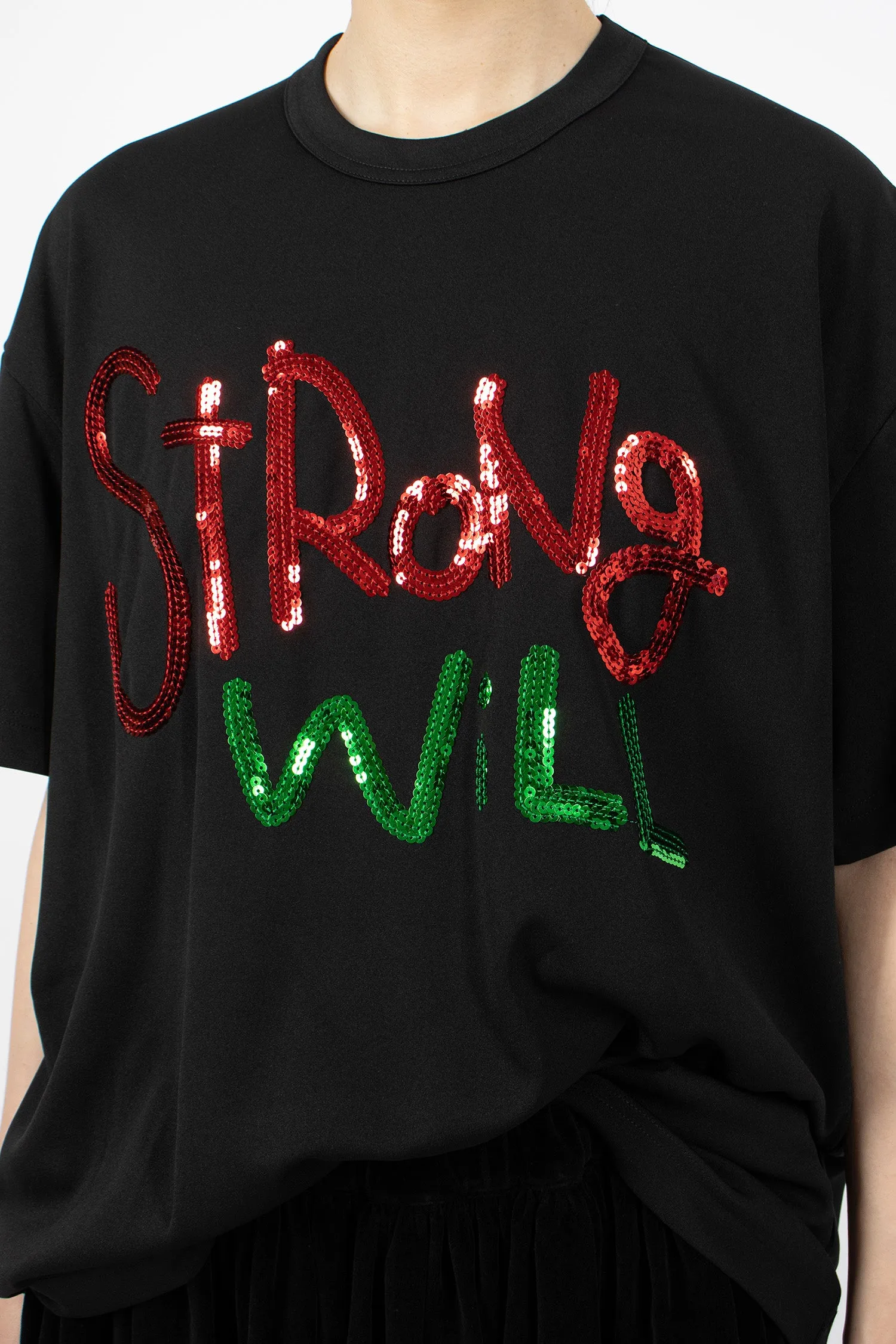 'STRONG WILL' SS T-Shirt Black/Red/Green