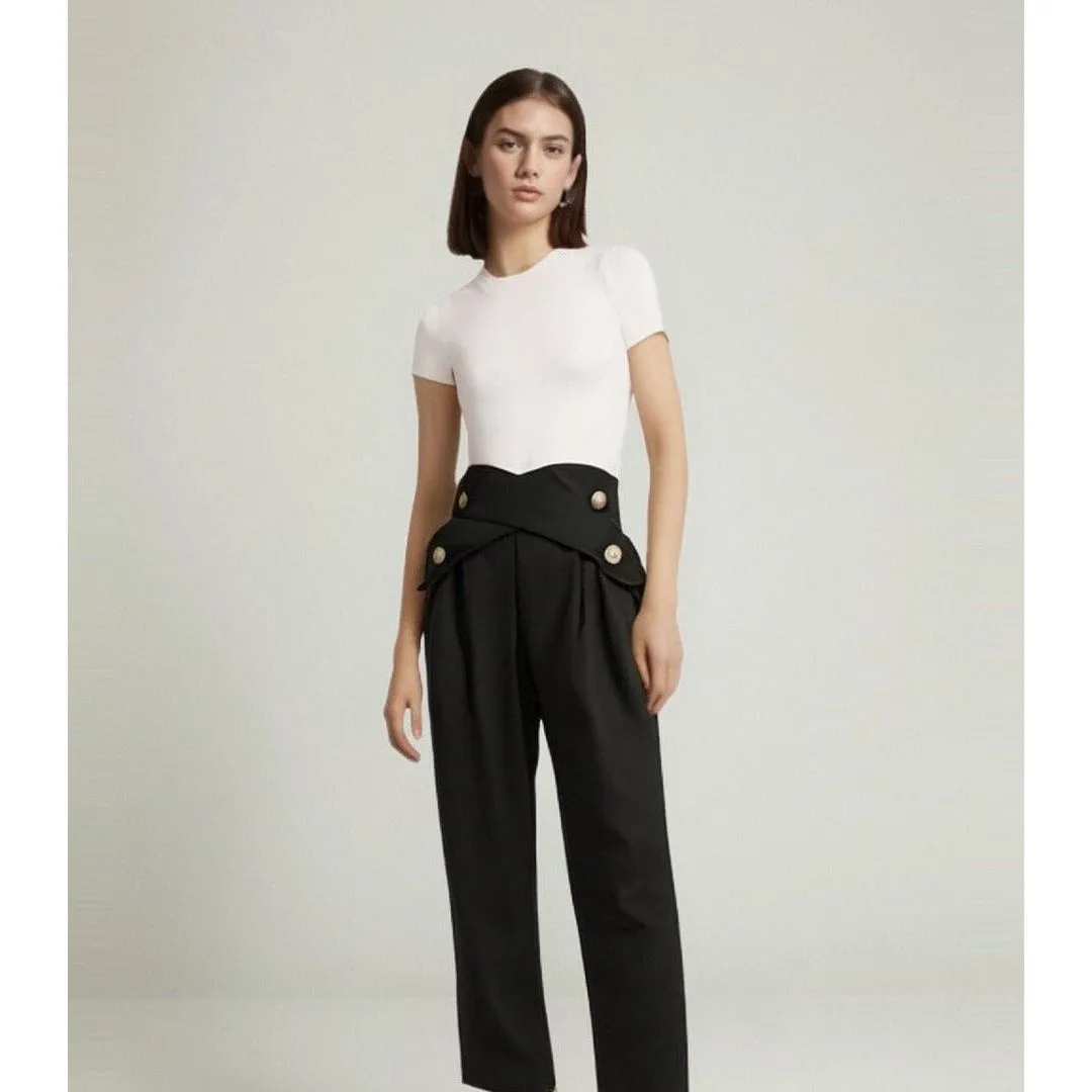 The Alexis High Waist Asymmetrical Trousers - Multiple Colors