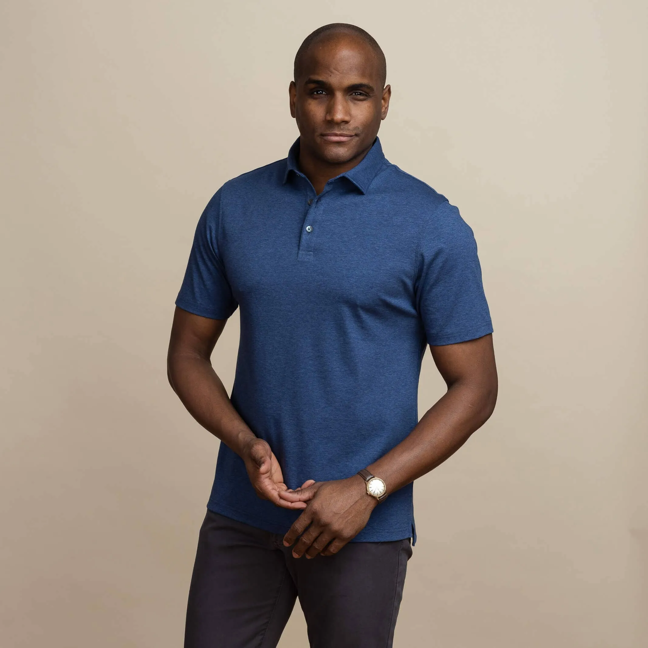 The Dark Blue Heather Arlon Knit Custom Polo