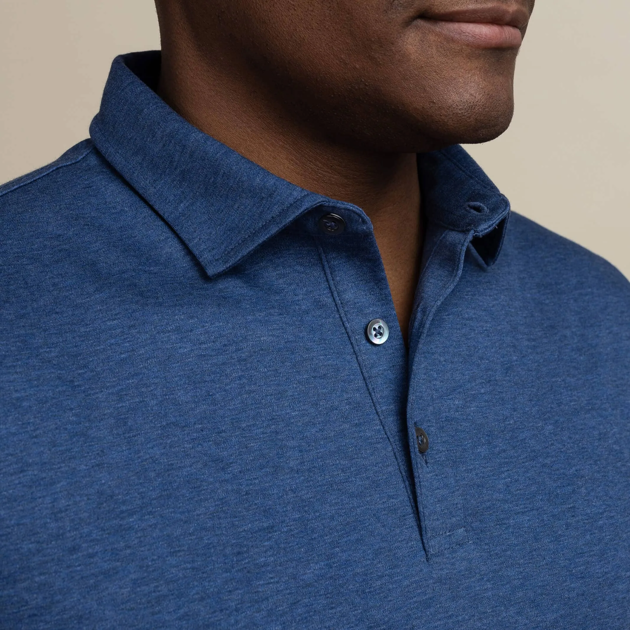 The Dark Blue Heather Arlon Knit Custom Polo