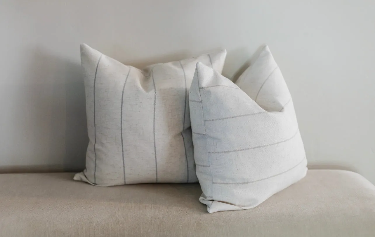 THROW PILLOW NEUTRAL GRAY STRIPE