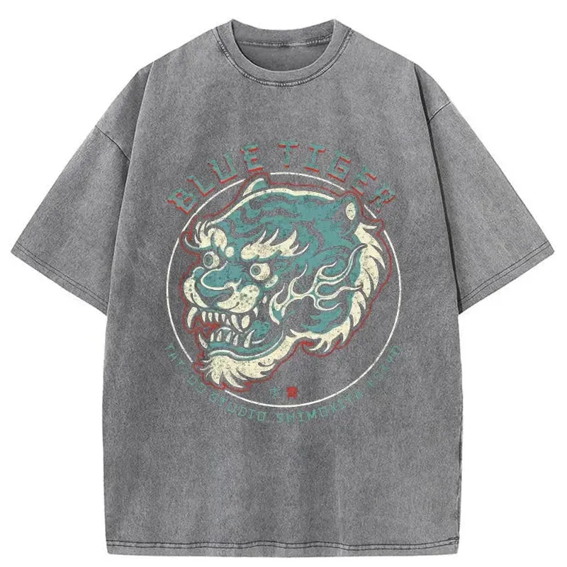 Tokyo-Tiger Blue Tiger Japanese Washed T-Shirt