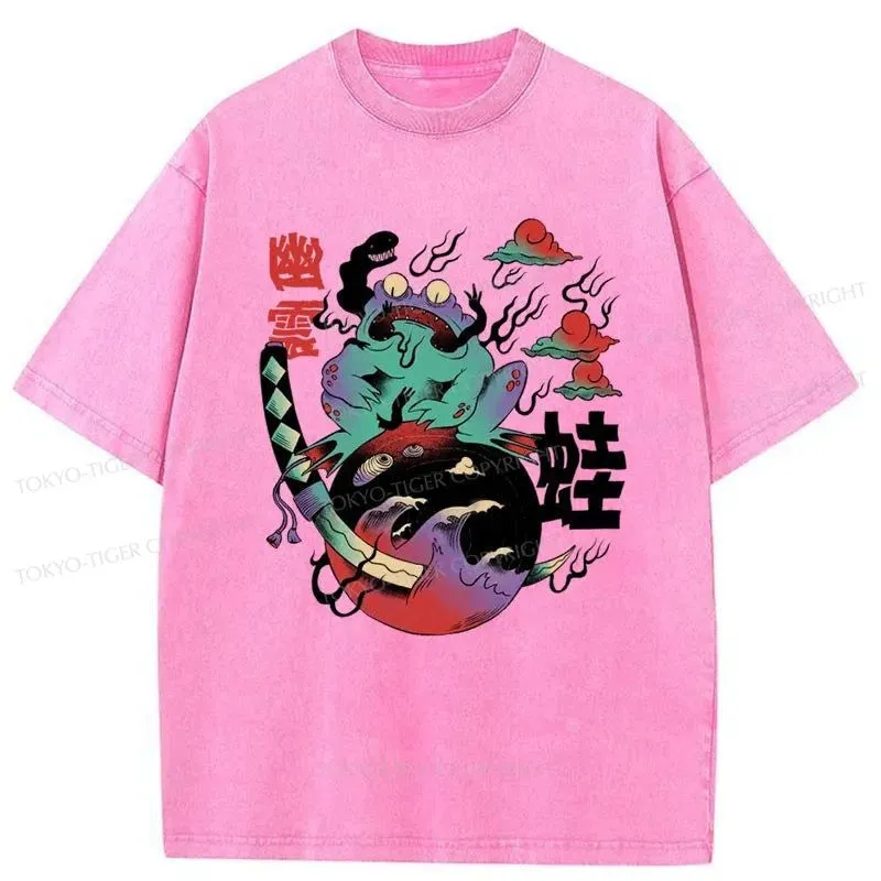 Tokyo-Tiger Ghosts and Frogs Japanese Washed T-Shirt