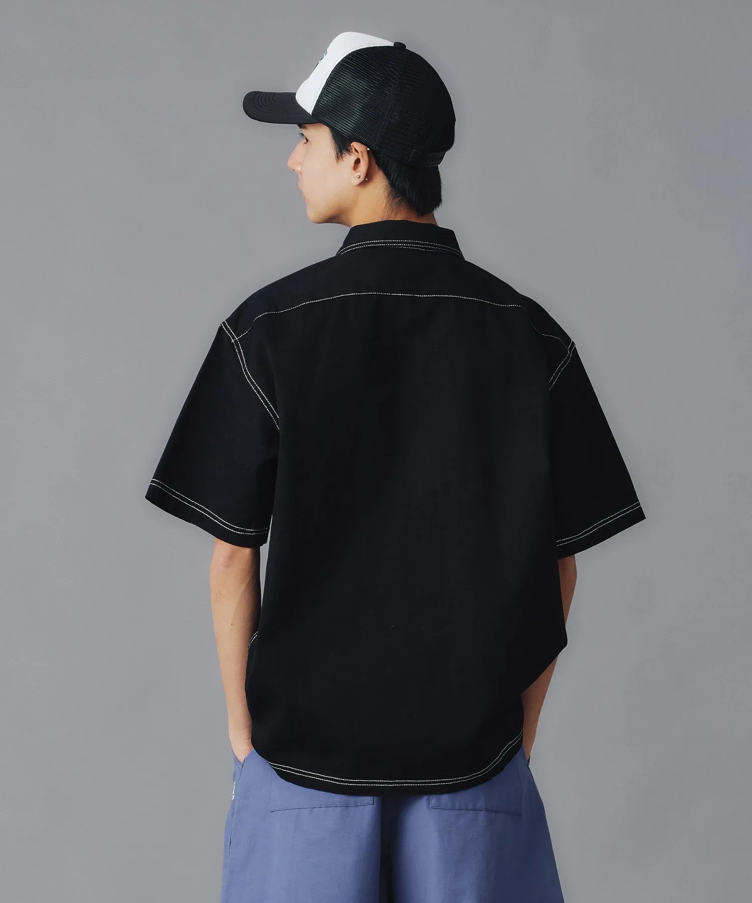 ZIP UP S/S WORK SHIRT