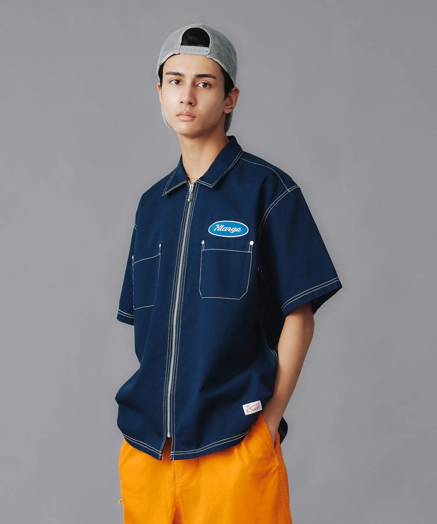 ZIP UP S/S WORK SHIRT