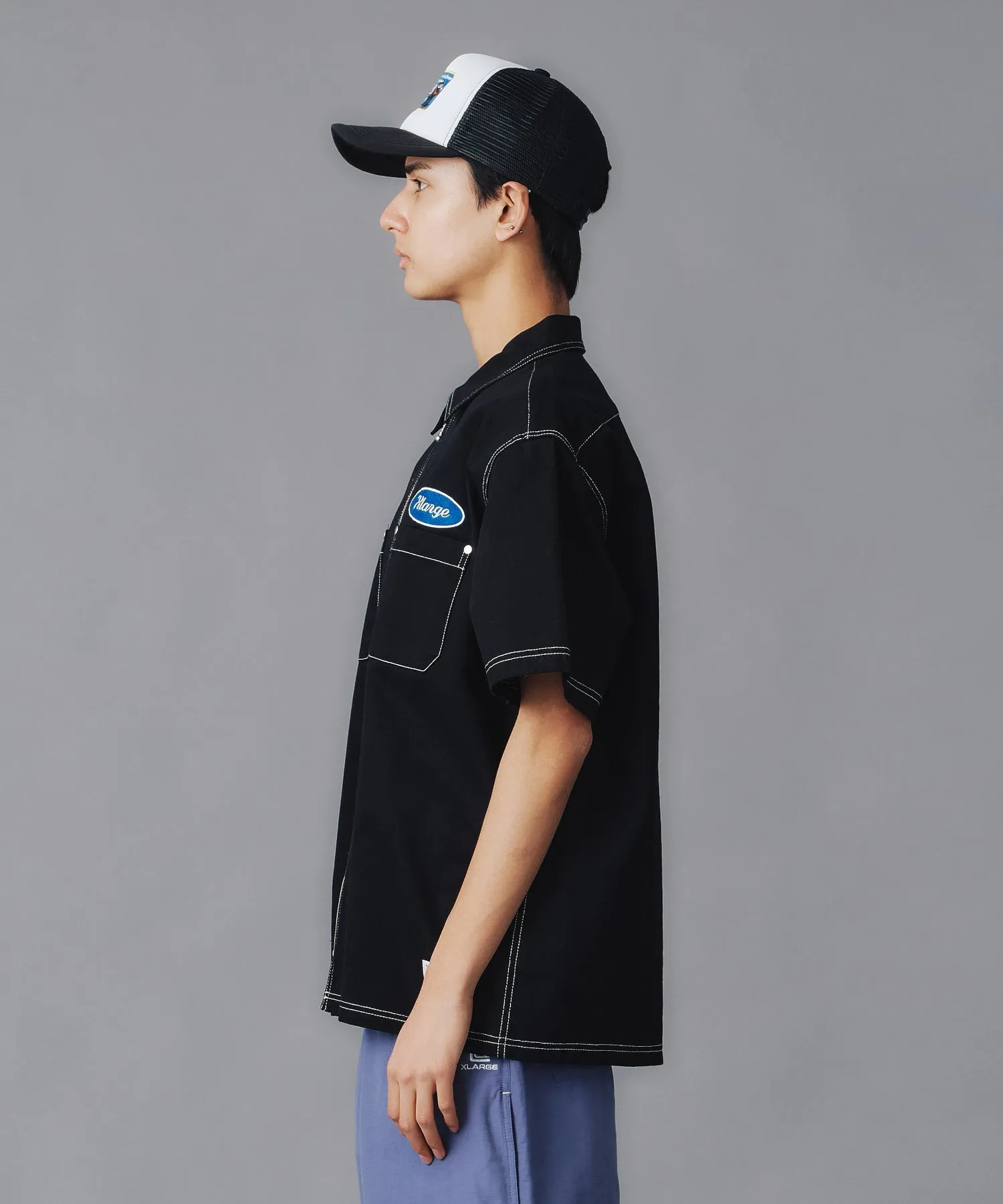 ZIP UP S/S WORK SHIRT